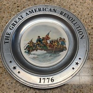 The Great American Revolution 1776 Washington Crossing Delaware Pewter Plate